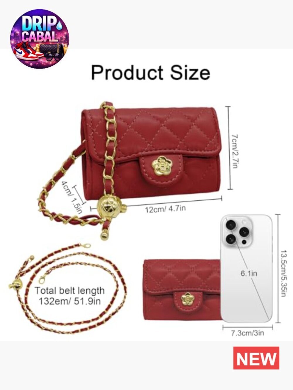 Mini PU Leather Chain Belt Bag Crossbody Fanny Pack Detachable Waist Purse - Picture 3 of 7